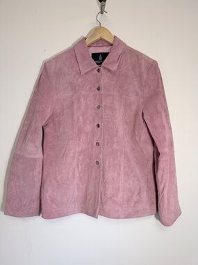 London Fog Pink Suede Button-Up Jacket